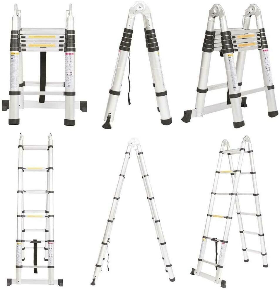 16.5FT Heavy Duty Multi-Purpose Aluminium Telescopic Ladder Extendable A-Frame