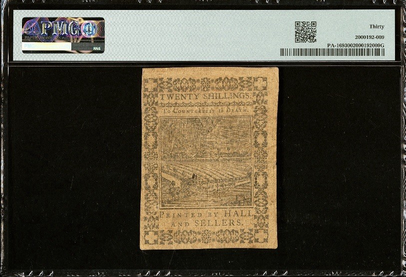 1773 PENNSYLVANIA American Revolution Colonial Currency Bank Note PA-169, PMG 30