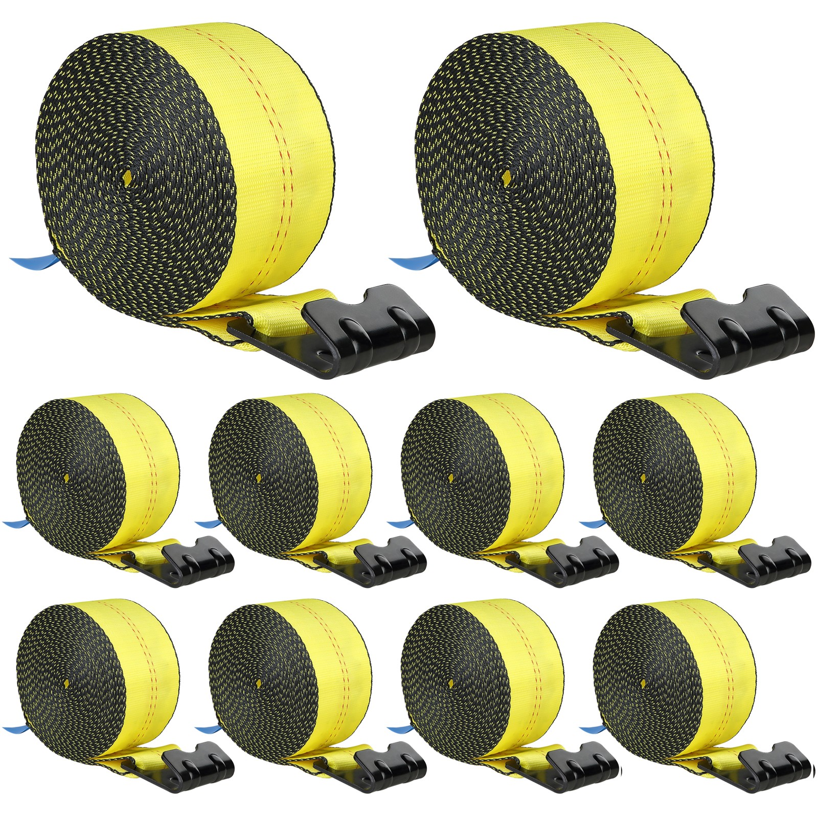 Uimoso Truck Straps Winch Straps 4"x30' with Flat Hook for Towing 10 Pack Yellow