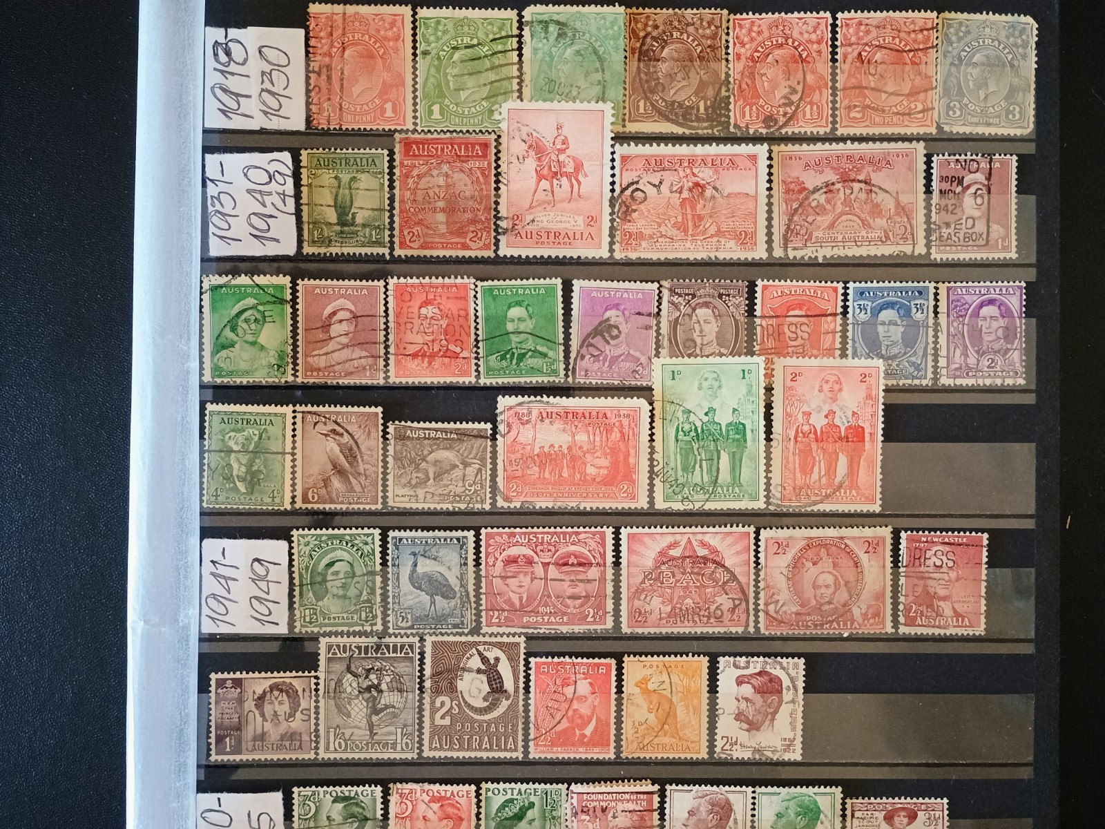 26058-Australia Stamps Collection Lot, Sets or Part Sets, Year 1918-1960-Used
