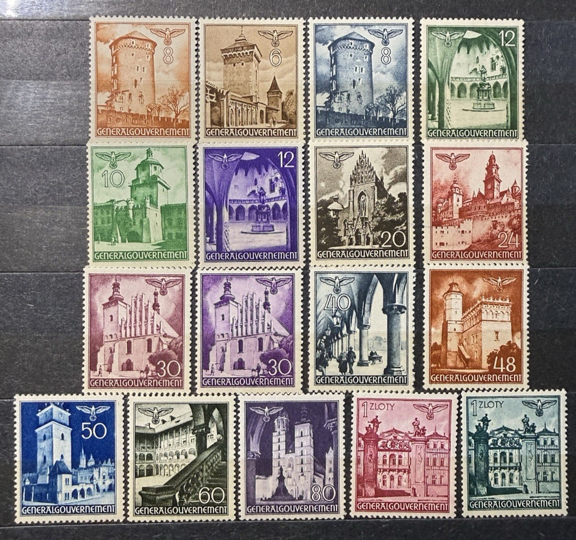Germany WWII Occupation of Poland General Government Sc# N56-N72 (1940-1941) MNH