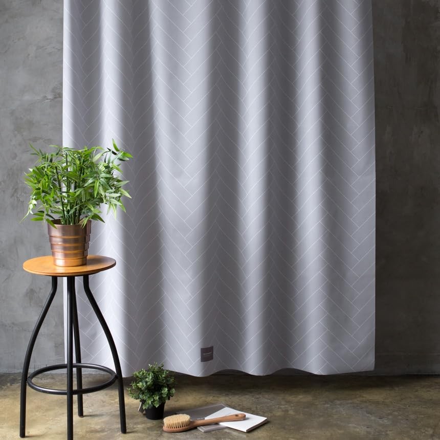 Quick-Dry Lightweight Shower Curtain – 71"W x 74"L (Pack of 1) Herringbone Gray