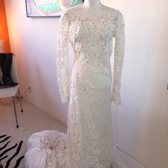 Dreamers & Lovers Clover Wedding Dress Vintage White Inspired Backless Crochet