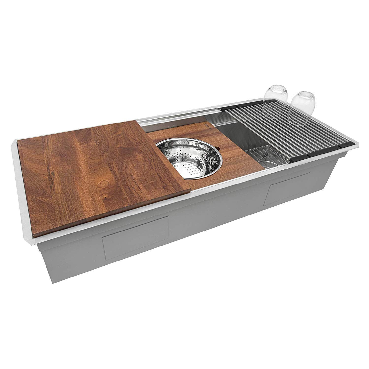 Ruvati 45" Workstation Two-Tiered Undermount 16 Gauge Kitchen Sink-RVH8333