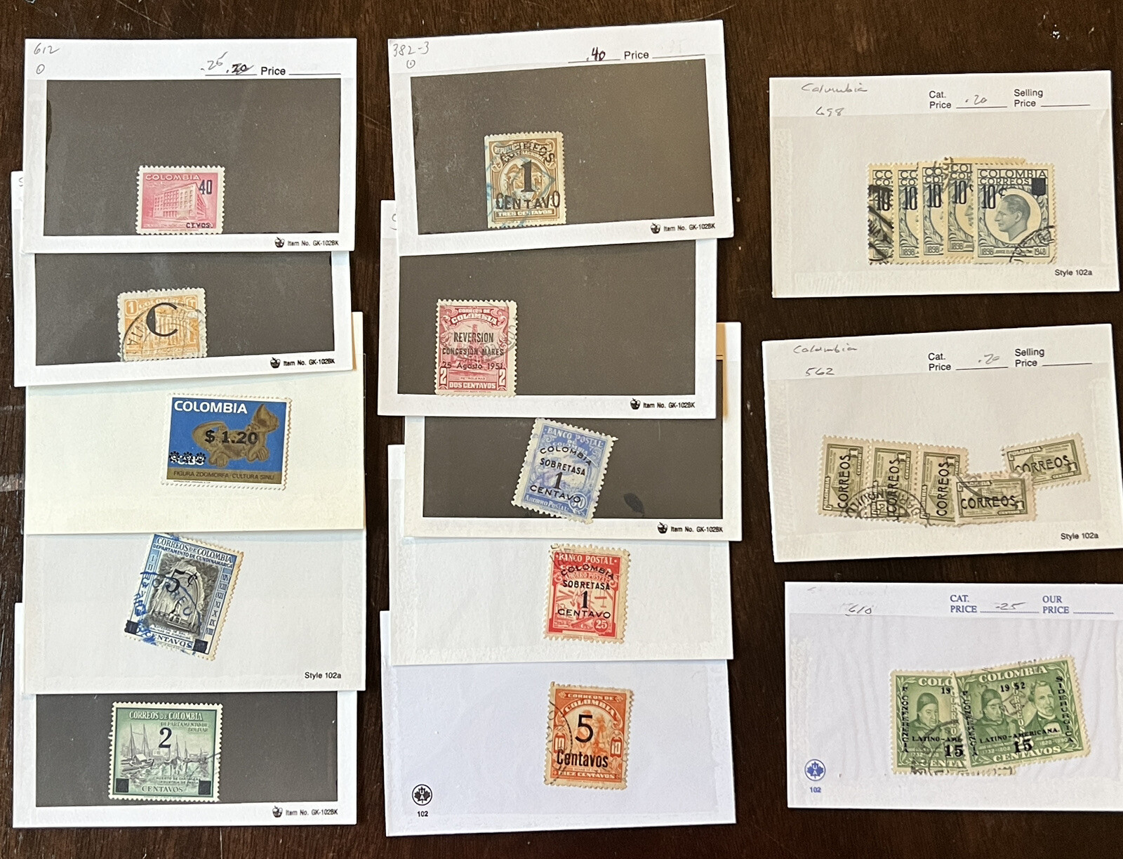 COLOMBIA OVERPRINT LOT USED STAMPS IN GLASSINES REVERSION SOBRESATA REVENUES #6