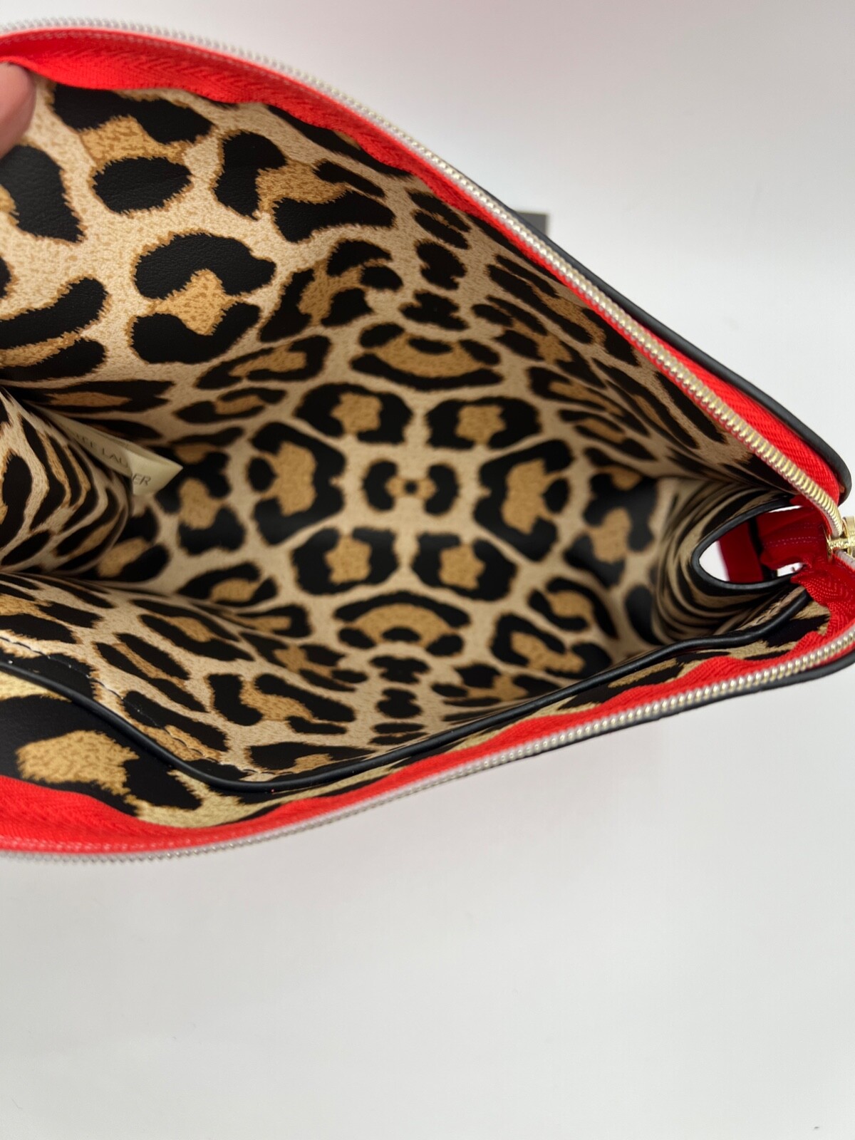 New! Estee Lauder Faux Leather Makeup Bag with Zipper ~ Red