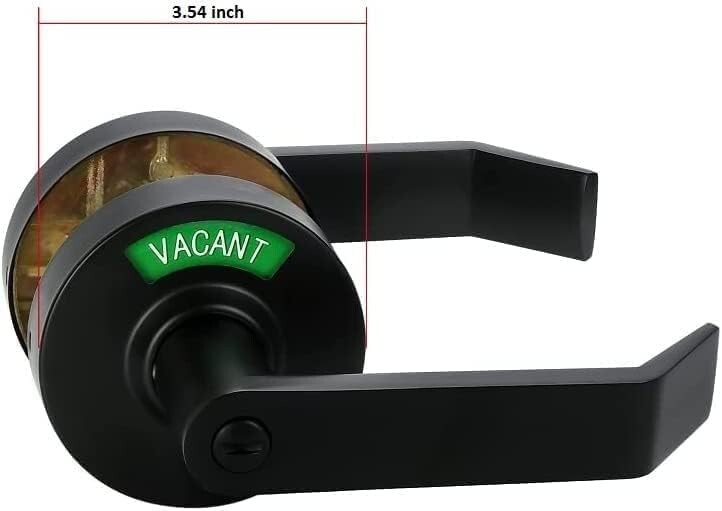 Extra Large Bathroom Privacy Lever Lock with Indicator Left-hand Door Black