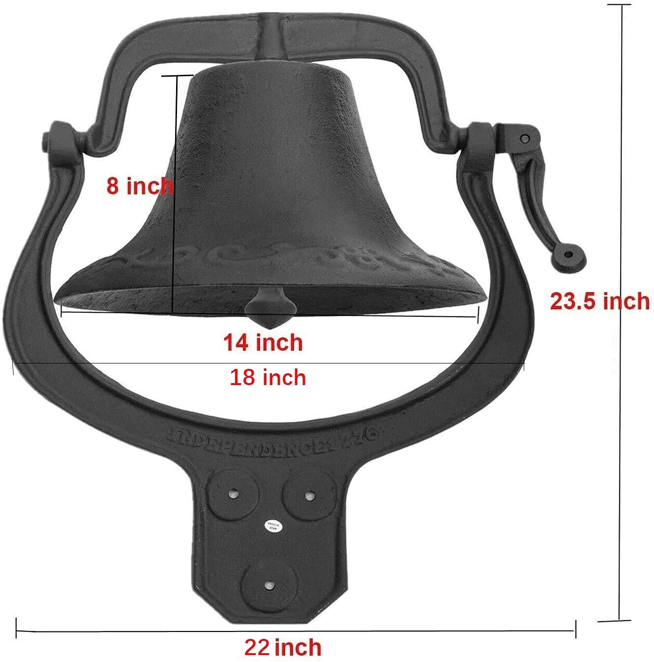 23.5X22 in Church School Antique Vintage Style Large Cast Iron Dinner Farm Bell