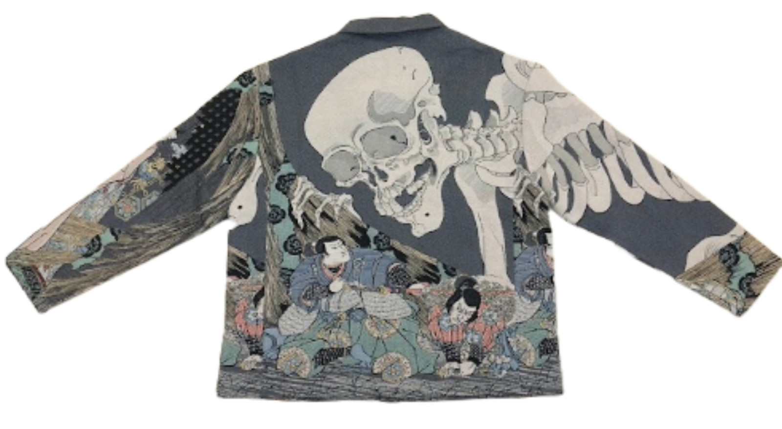 Rebel Vengeance Japanese Ukiyo-e Skeleton Tapestry Jacket, BLACK FRIDAY SALE 17%