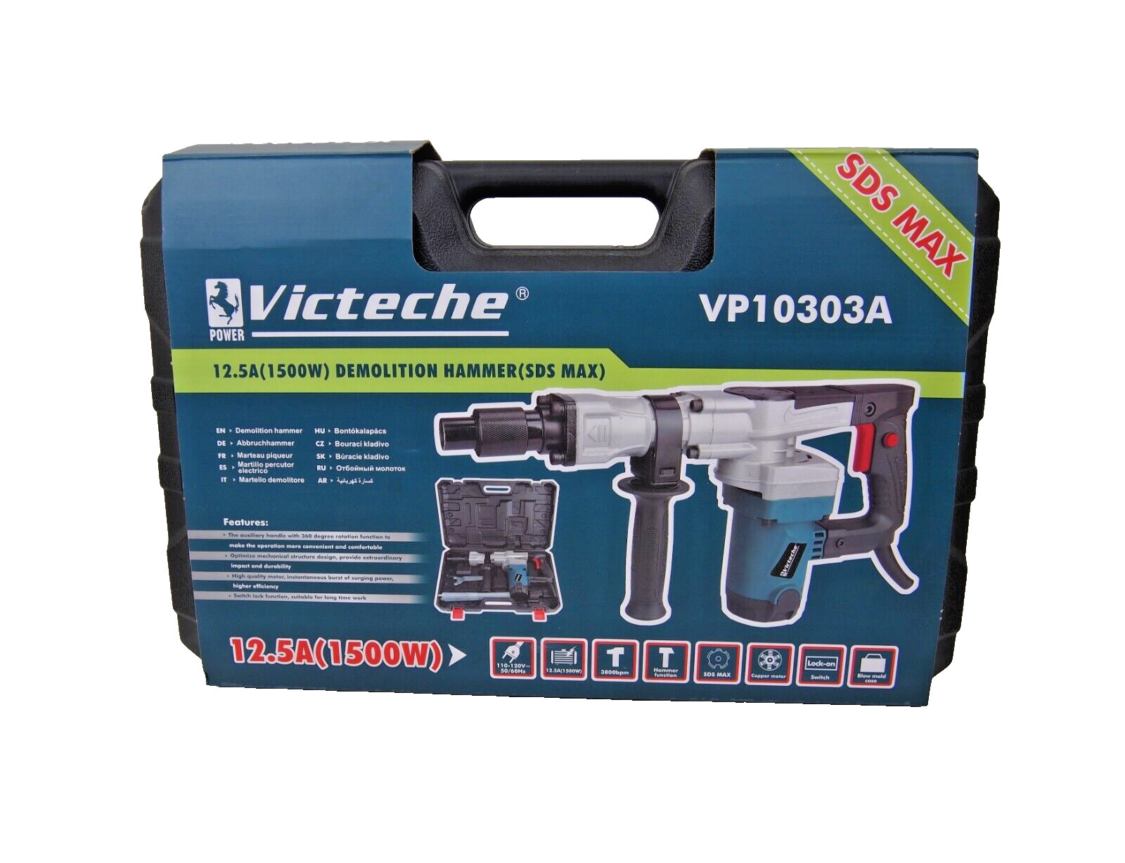 SDS Max Demolition Jack Hammer Concrete Breaker Chipper 16J 1500W VP10303A