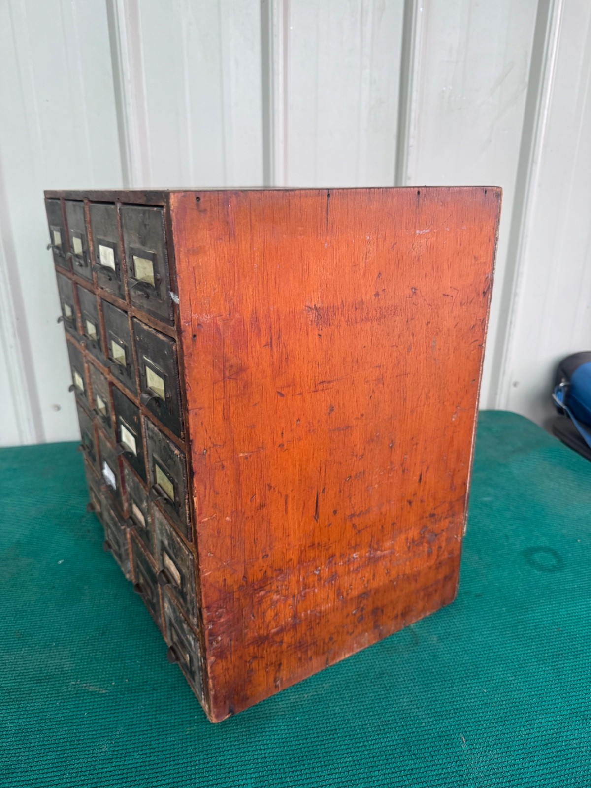 Antique Apothecary Wood Cabinet Bin Nuts, Bolts, Screws 20 Drawers 17"x12"x17"