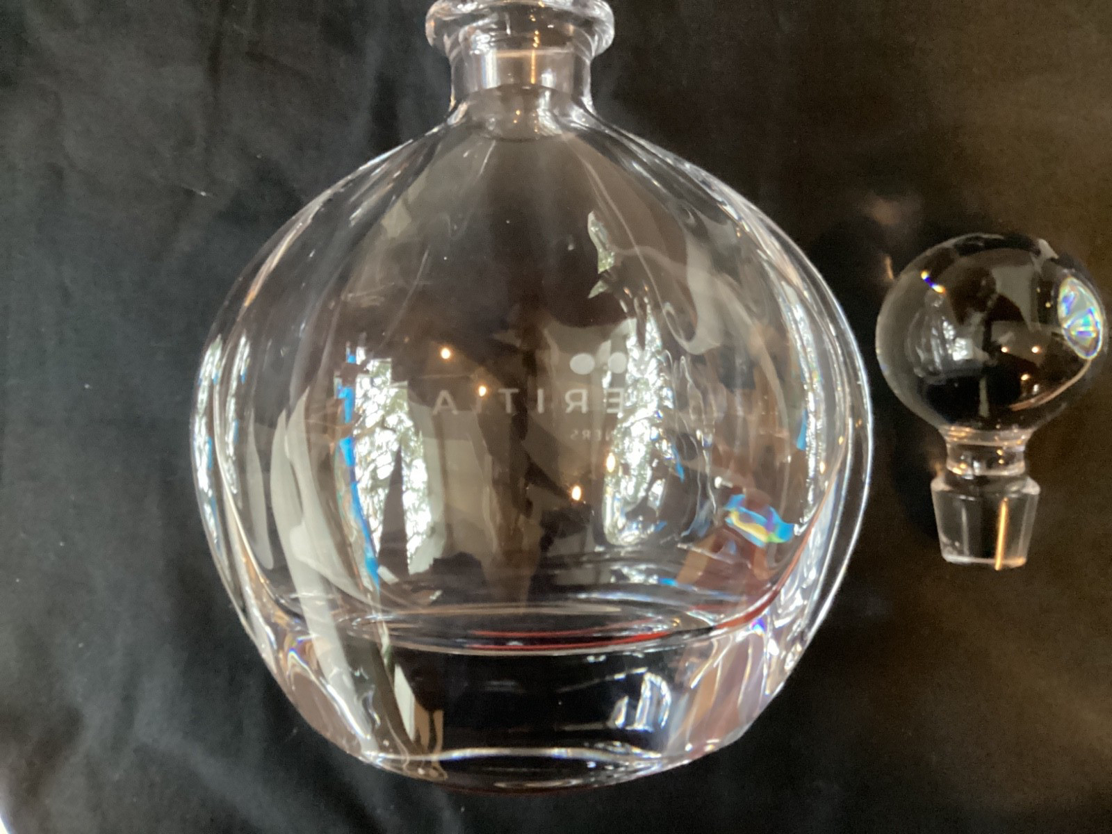 Crystalite Bohemia Crystal Decanter Carafe, Business Engraving, 22 oz/650 ml