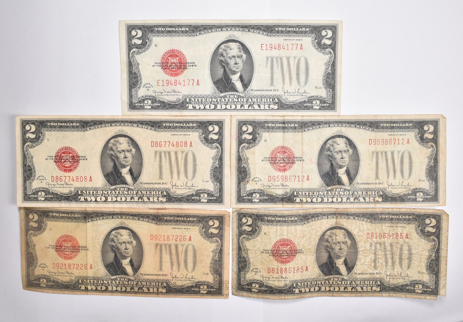 1928-G $2 RED SEAL US United States Note Avg Circ