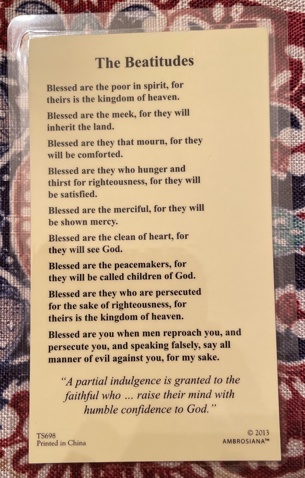 The Beatitudes Laminated Holy Prayer Card Catholic - Blessed Are the Poor