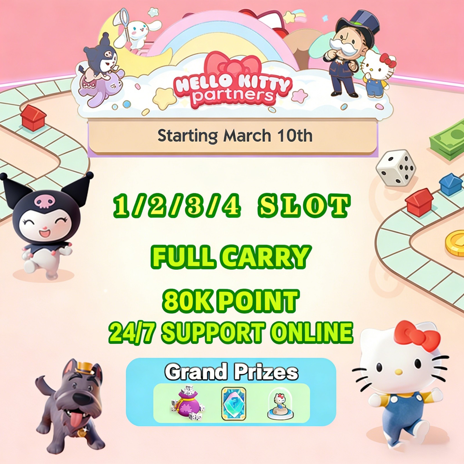 HELL0- Kℹ️TTY Partners 🎀 Mono-poly Go Partners Event Slot Full Carry⚡Rush Cheap