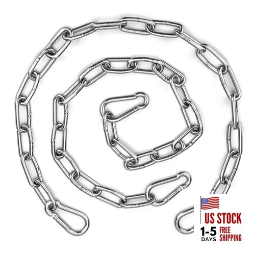 2 Pack Gate Chain Lock for Outdoor Fence with Carabiner, 5/32 x 24 Inch
