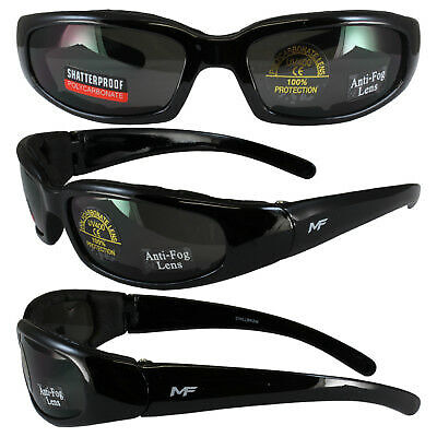 MOTOFRAMES MF CHILL PADDED MOTORCYCLE SUNGLASSES BLACK FRAMES SMOKE LENS