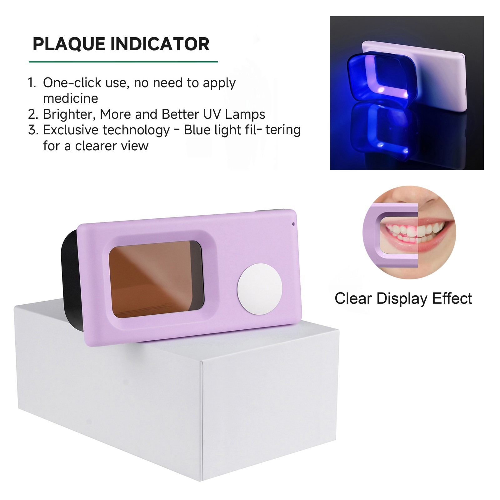 Electric Dental Plaque Indicator Detector Display Device Oral Hygiene Care Pink