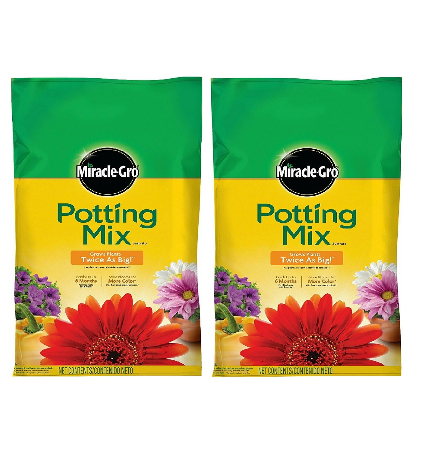 Miracle-Gro Potting Mix for Indoor and Outdoor Container Plants, 8qt, Pack Of 2