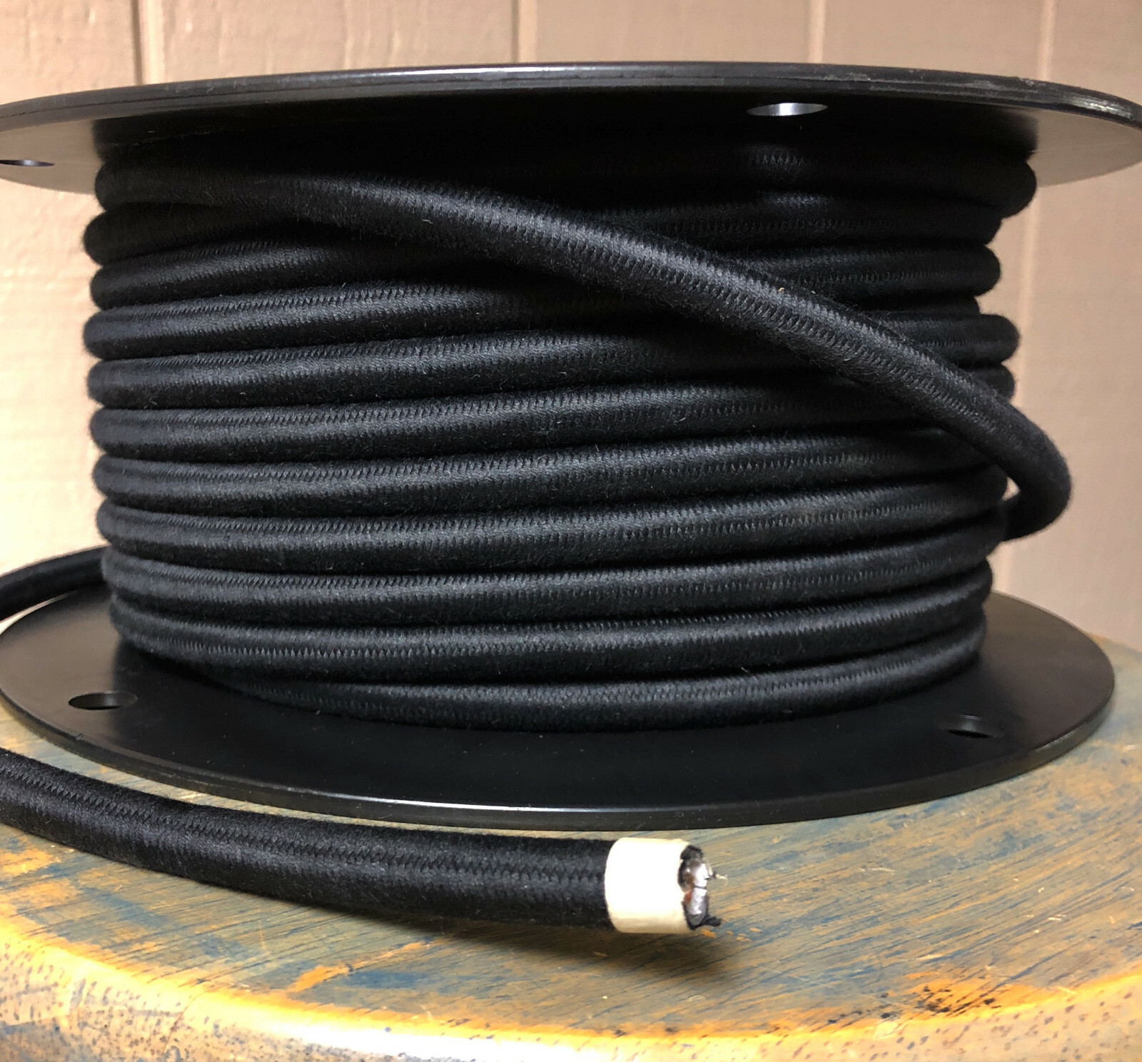 14 Gauge Cloth Covered 3-Wire Cord, Black Color- Electrical Power Cable Per Foot