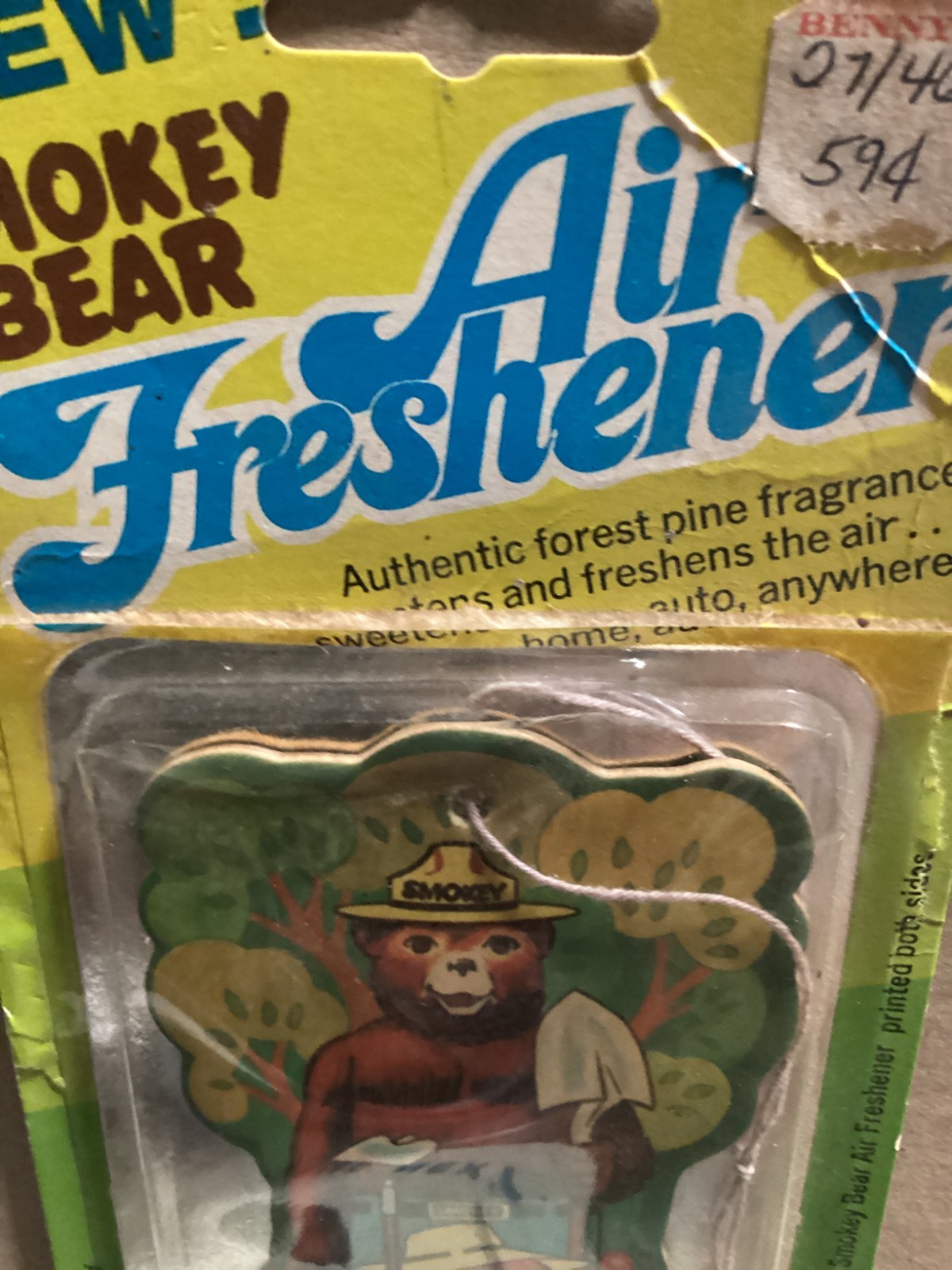 VINTAGE SMOKEY THE BEAR AUTO AIR FRESHENER CONSERVATION PLEDGE FIREFIGHTING CAR