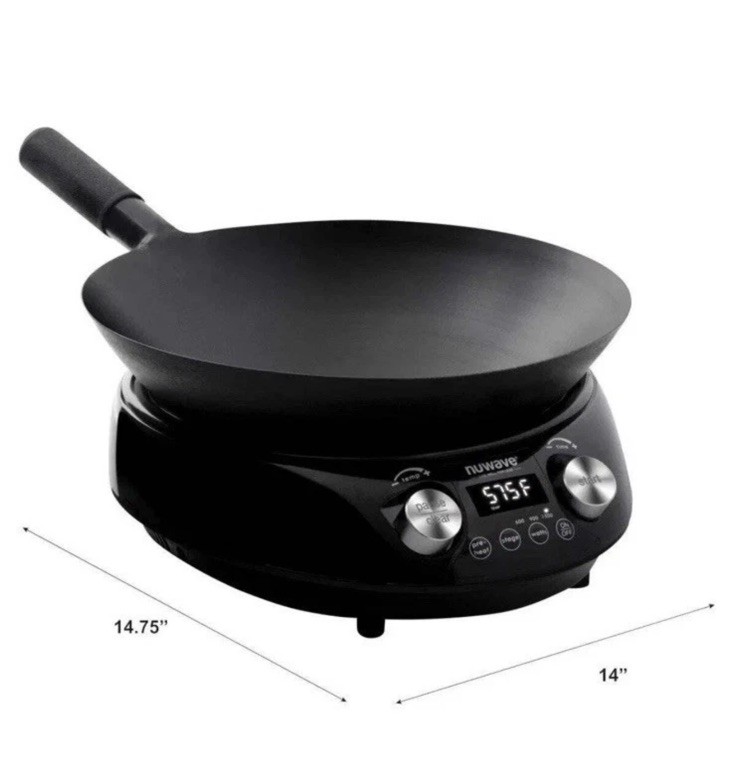 Nuwave Induction Hot Wok with 14" Carbon Steel Wok, w/ Lid New Holiday Gift