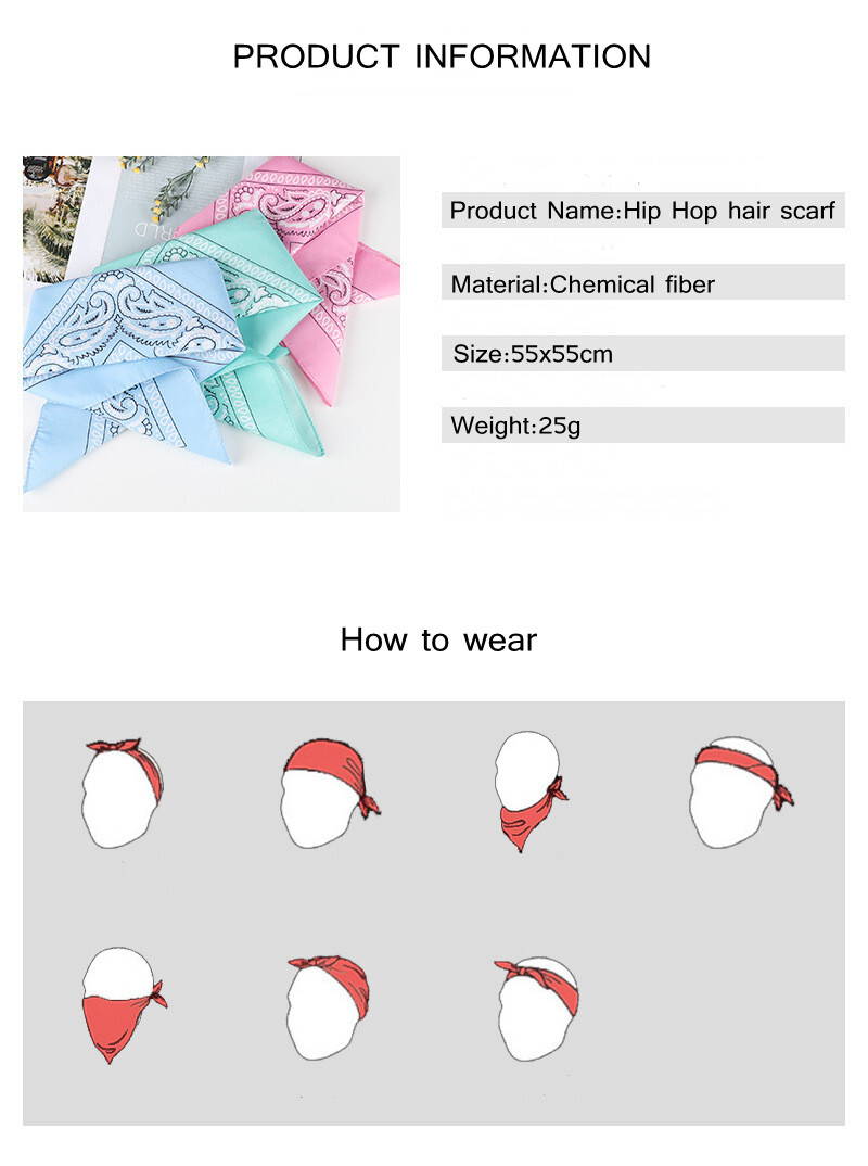 Bandana 100 Cotton Paisley Print Double-Sided Scarf Head Neck Face Mask 22"X22"