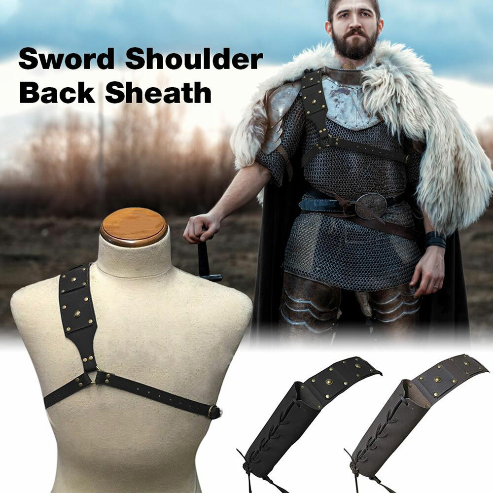 Medieval Style Sword Back Sheath Scabbard Warrior Holder One/Double Shoulders