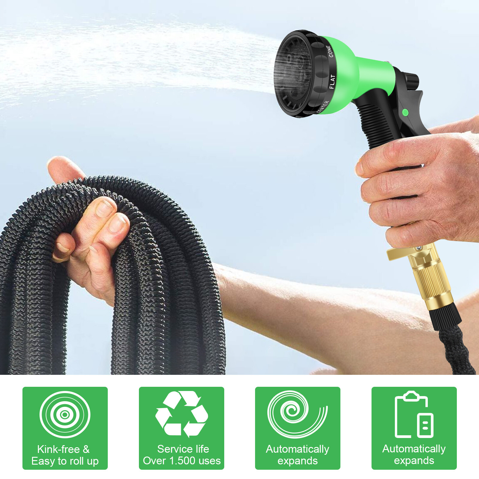 4X Stronger Deluxe Expandable Flexible Garden Hose Water Hose (50ft,75ft,100ft)