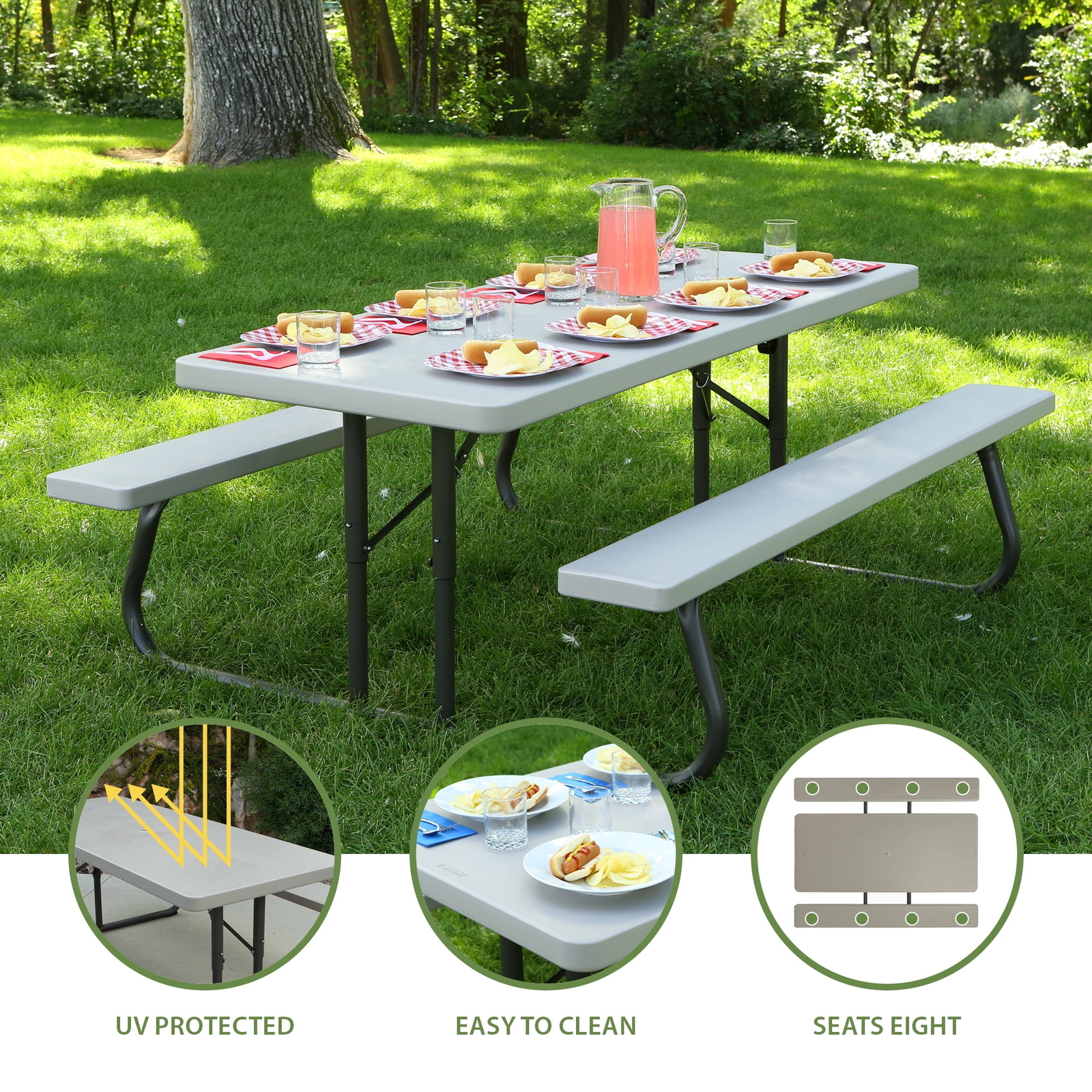 Lifetime 6 foot Outdoor High-Density Polyethylene Folding Picnic Table