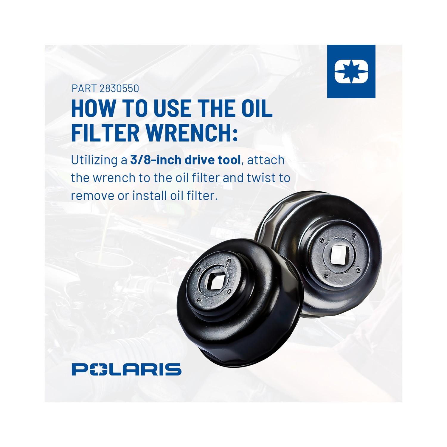 Polaris Oil Filter Wrench, 14 Flute Oil Filter Remover Tool With 65 mm