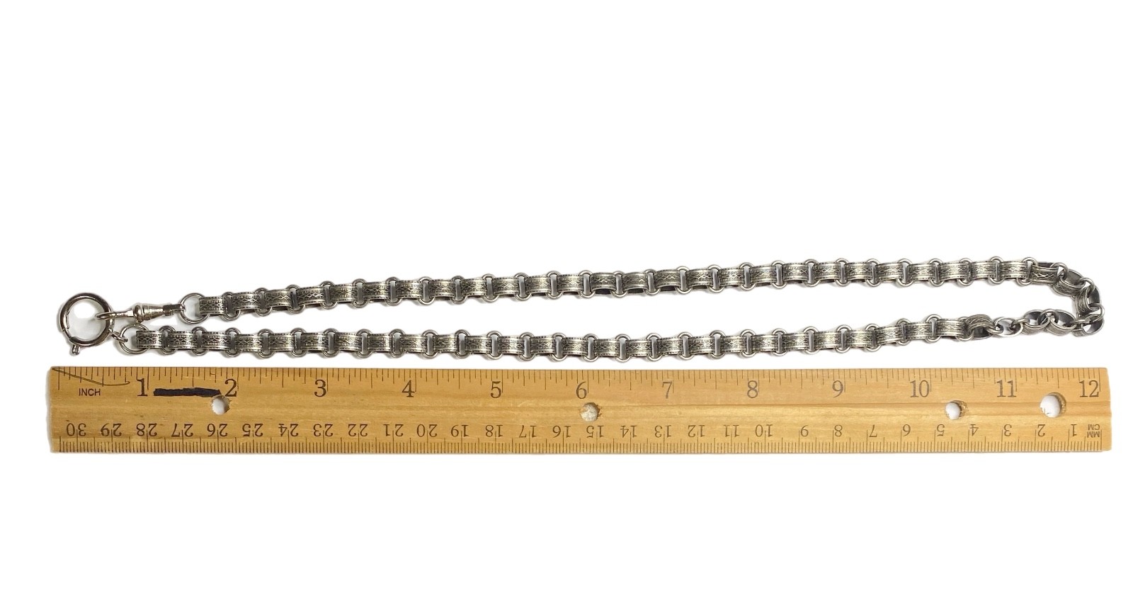 LUX Chunky Pocket Watch Chain/ Book Chain Necklace, Silver Tone, 24”