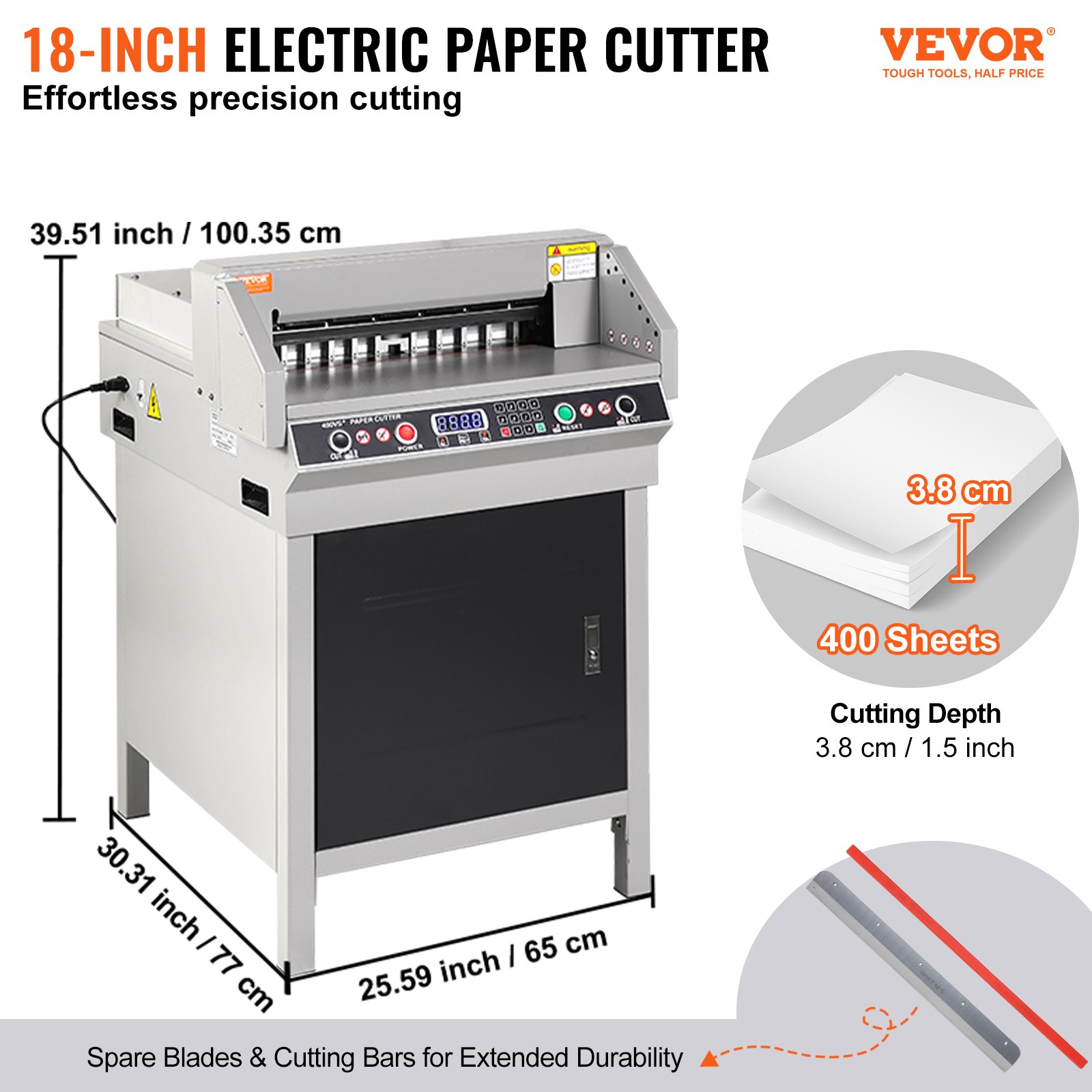 VEVOR 18" 450mm Paper Cutter Cutting Machine Office Electric Heavy Duty
