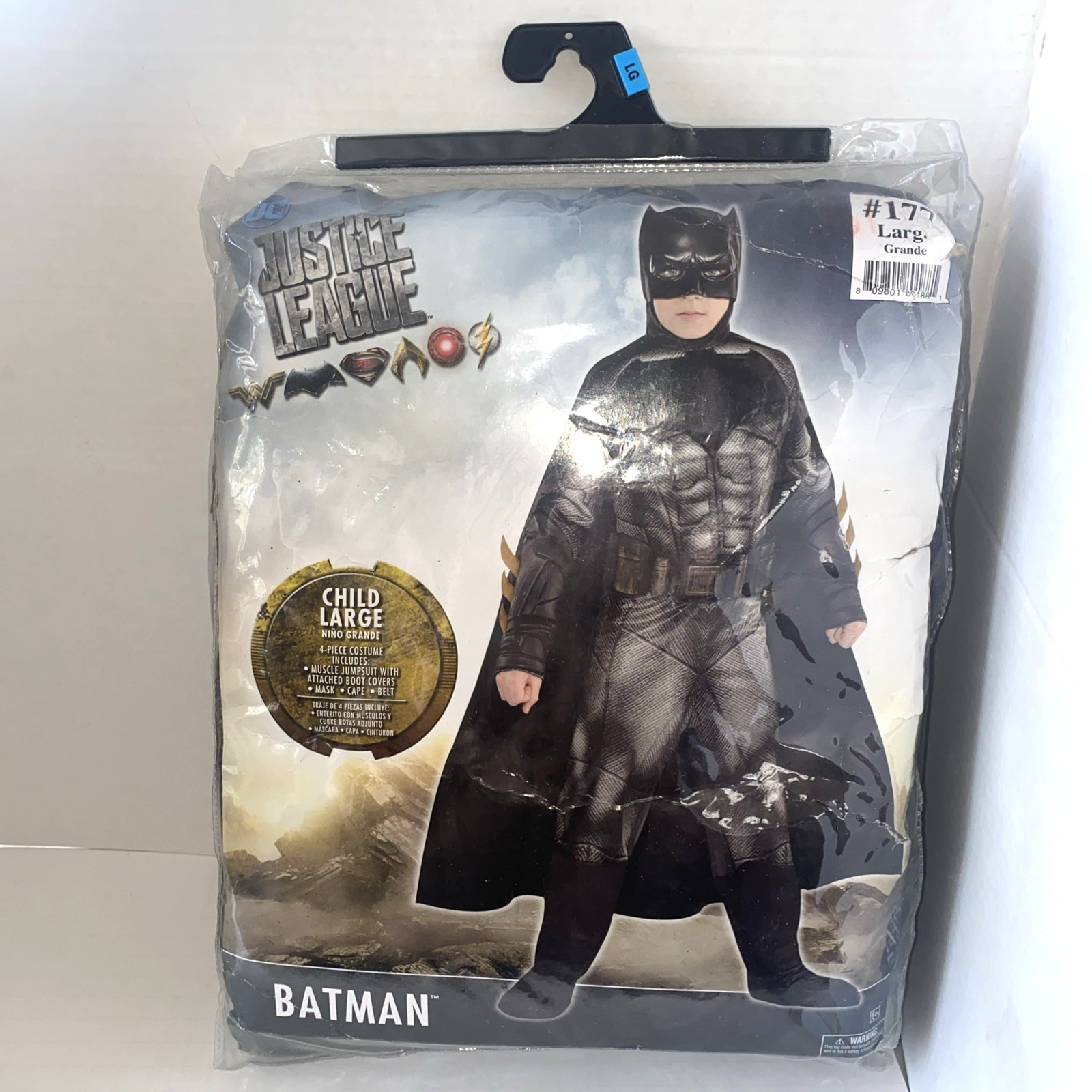 Justice League 4 Piece BATMAN Muscle Jump Suit Costume Size Child Large 12/14