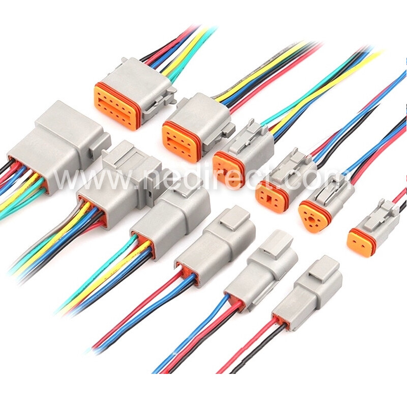 Assembled Deutsch DT 2,3,4,6,8,12 Pin,12, 14, 16 & 18 AWG  waterproof connector