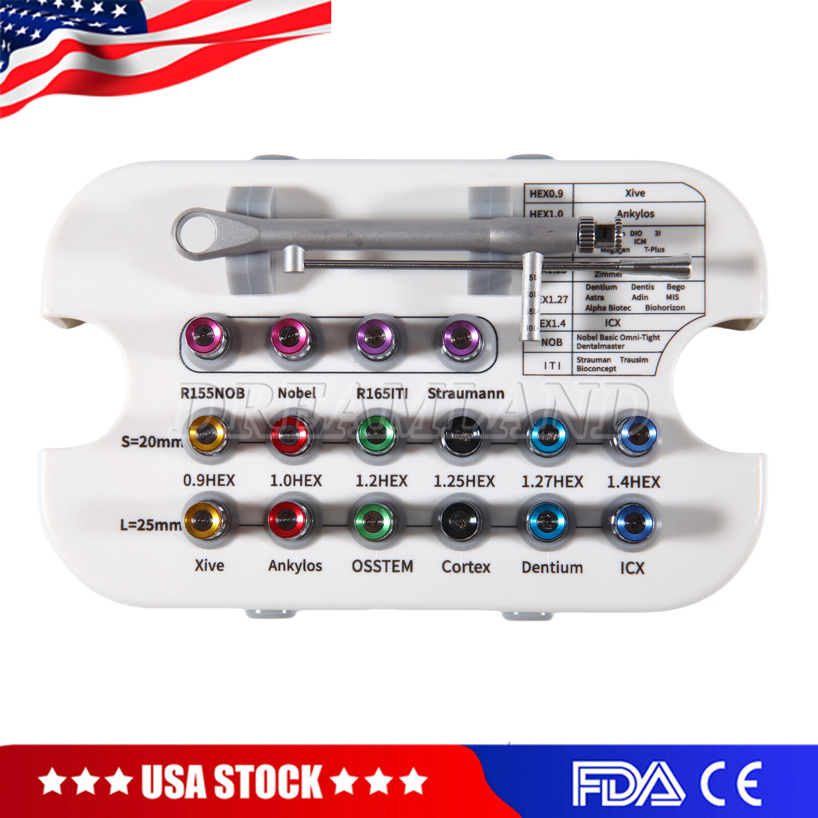 Dental Universal Implant Prosthetic Kit Torque Wrench Screw Drivers Remover USA