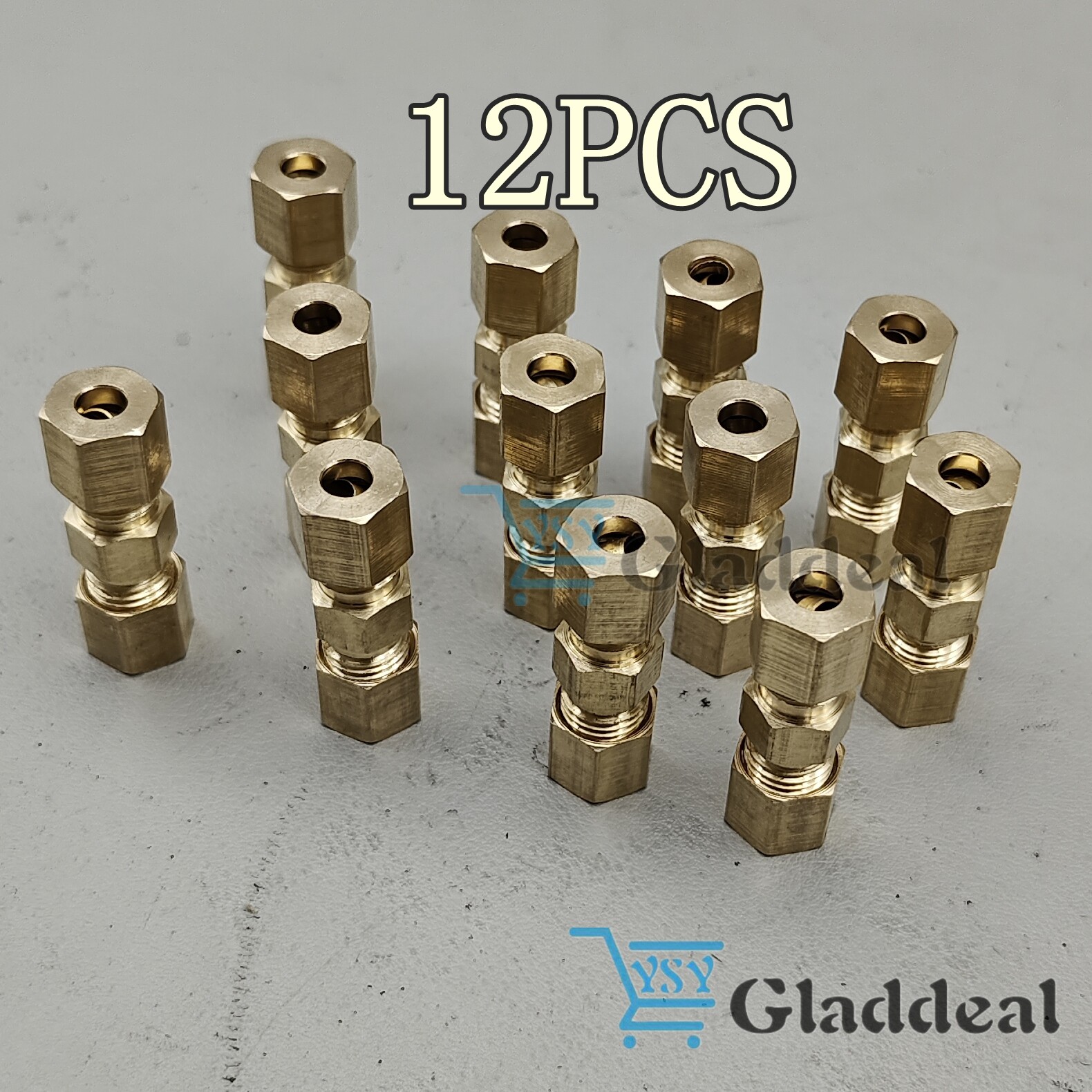 12X Straight Brass Brake Line Inverted Compression Fitting Unions For 3/16" Tube