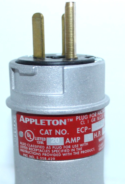 ⭐NEW IN BOX⭐ APPLETON ECP2023 20-Amp Hazardous Location Plug 20A 125Vac 2P 3W