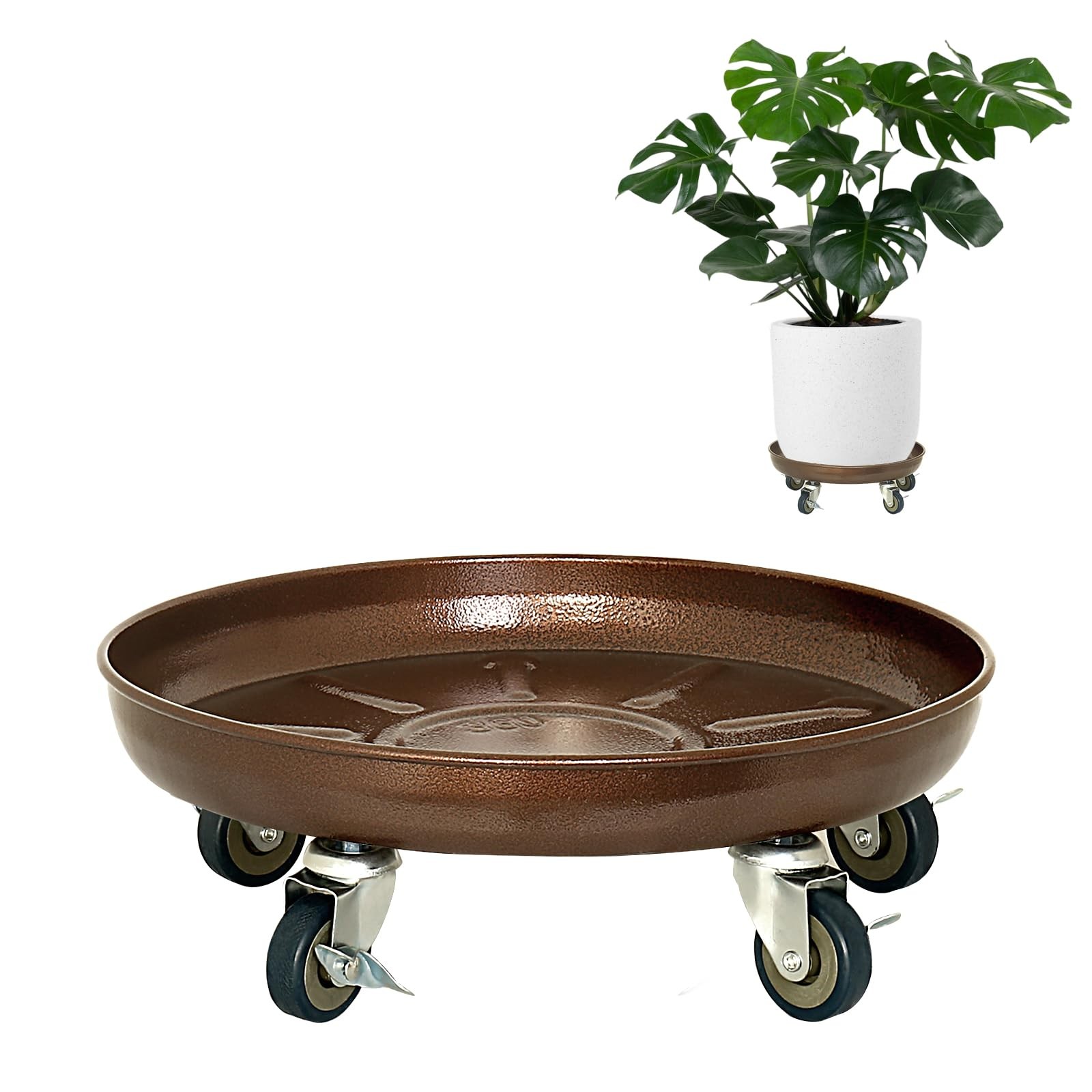 Plant Saucer 12" Rolling Plant Caddy Rolling Plant Stand with Wheels – Heavy ...