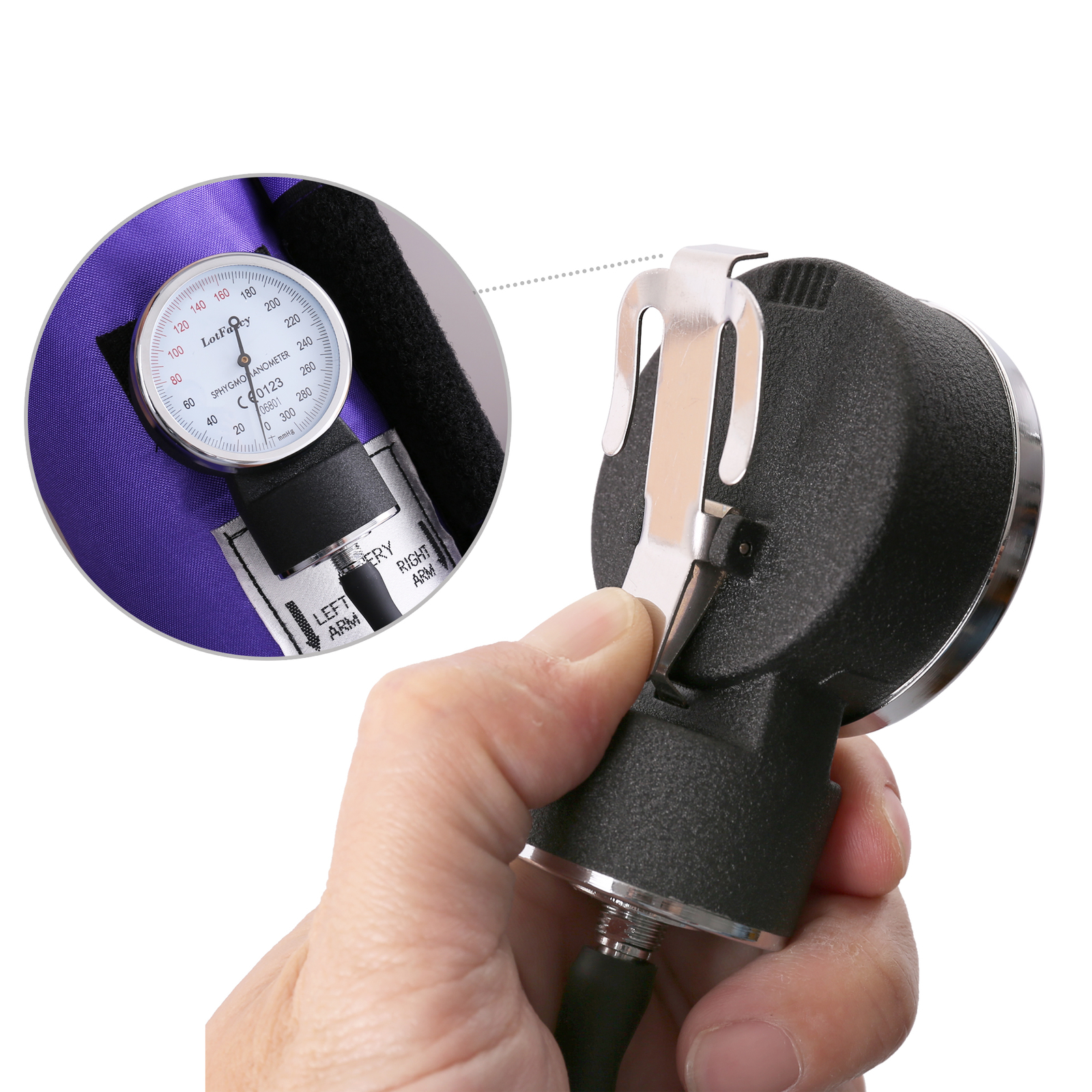 Aneroid Sphygmomanometer Stethoscope Manual Blood Pressure Monitor BP Cuff Gauge