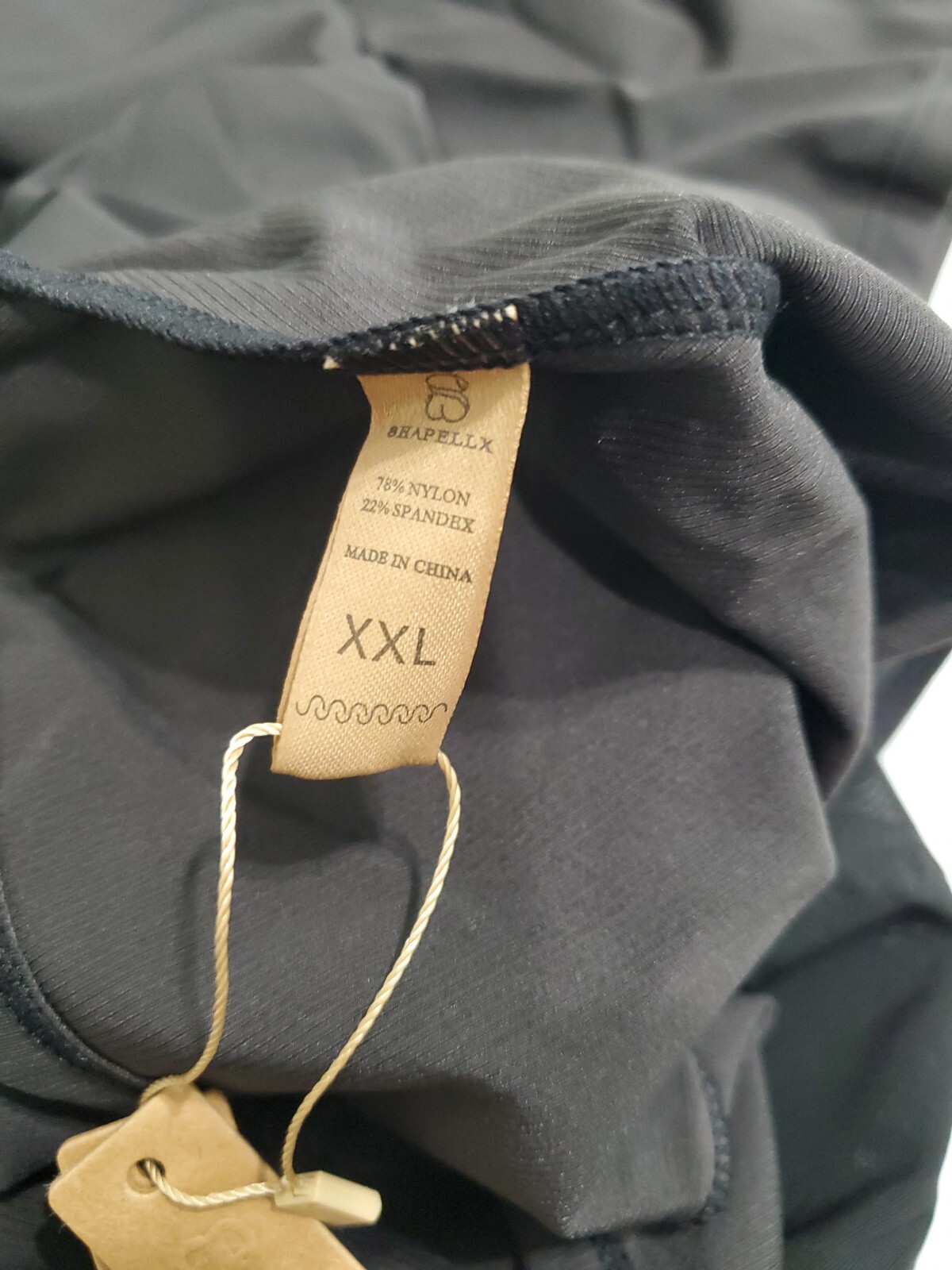 1- Shapellx Bodysuit Long Sleeve Shirt Built In Bra XXL Black