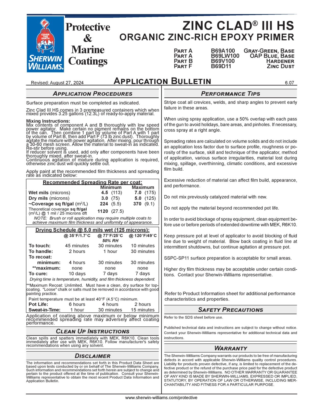 NEW Sherwin-Williams Zinc Clad III HS Epoxy Primer Coating PART A + B for STEEL