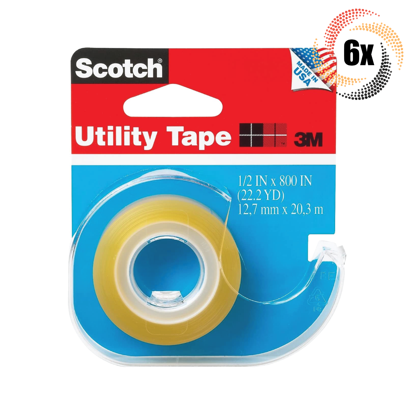 6x Packs Scotch Utility Tape | 3M | 1/2" x 800" | 22.2 Yards | Fast Shipping!