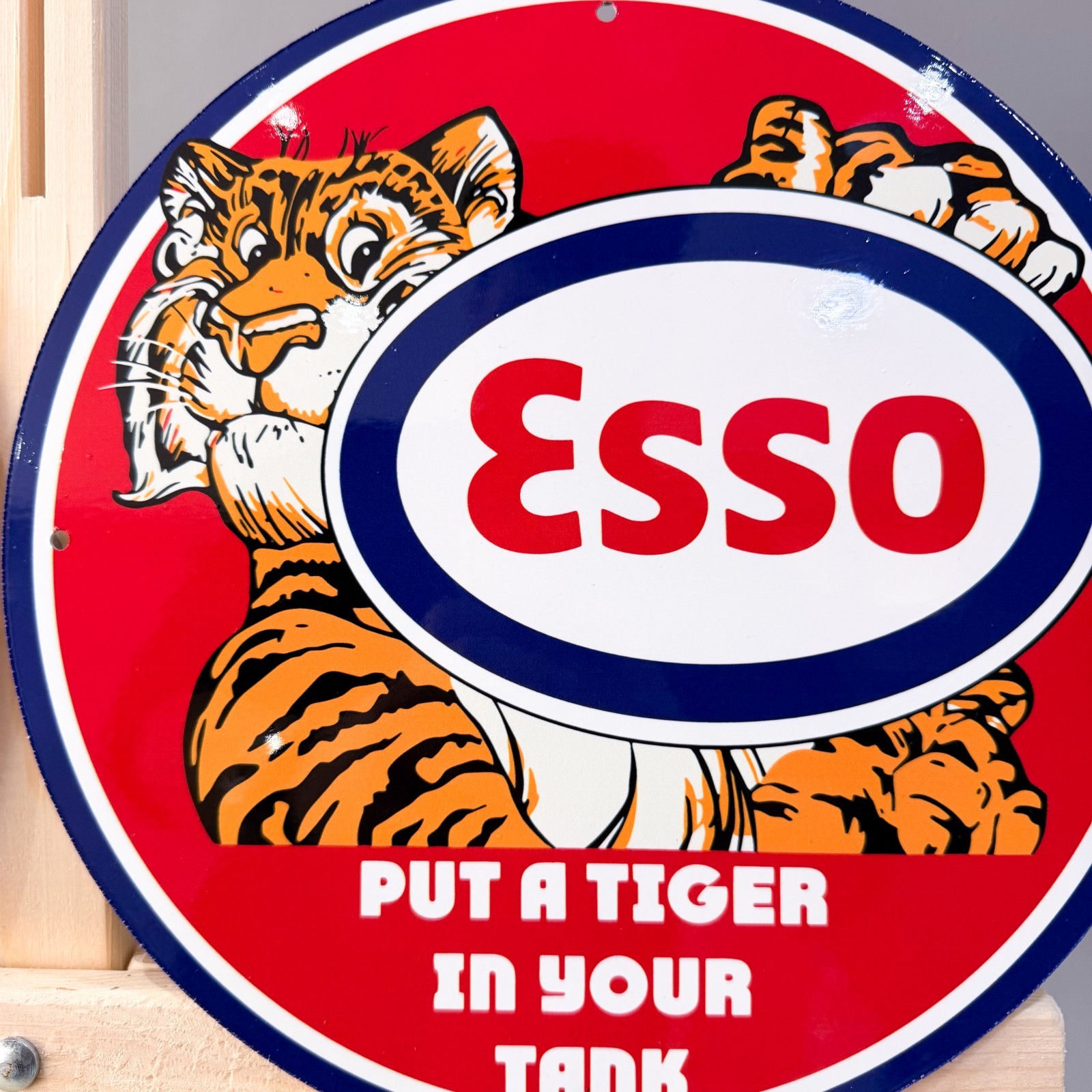 Esso Vintage Metal Sign Set of 2 Tiger & Man Happy Motoring – 30 cm / 11.8”