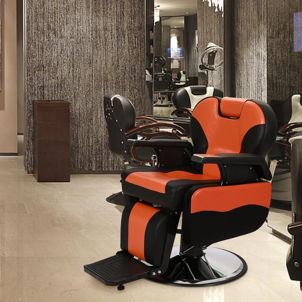 All Purpose Hydraulic Recline Barber Chair Salon Beauty Equipment Black+ Orange