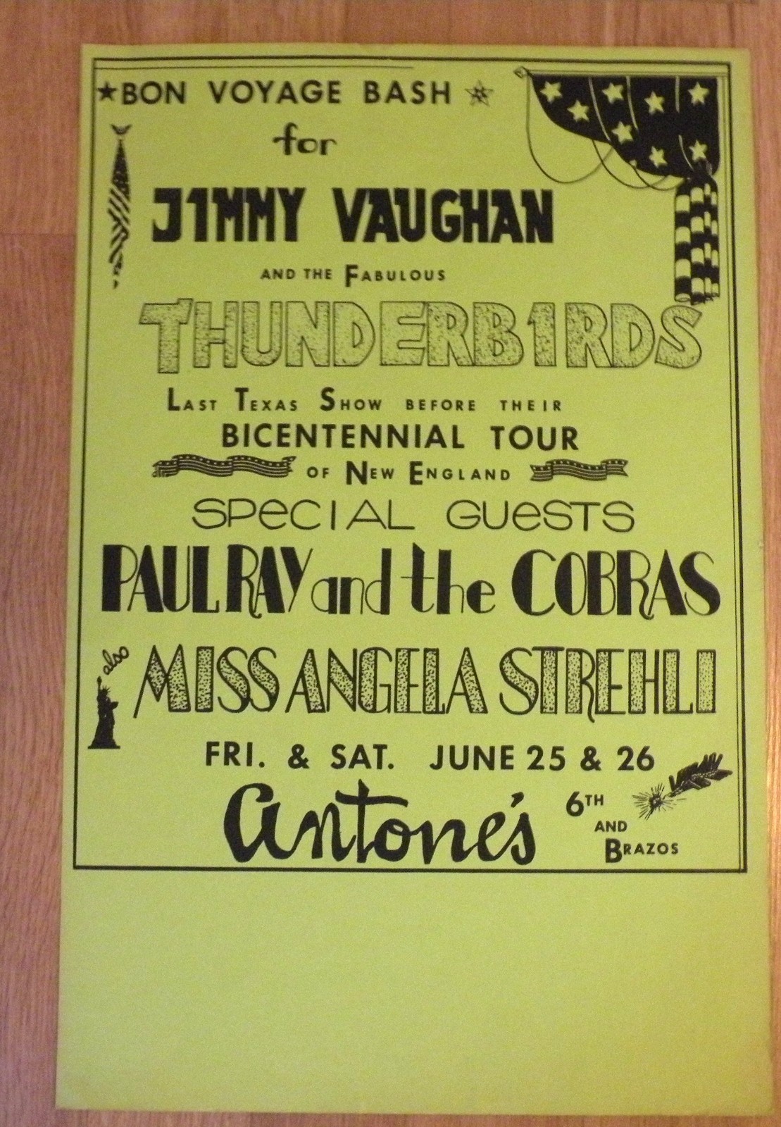 Original Antones  Jimmy Vaughan and the Fabulous Thunderbirds poster