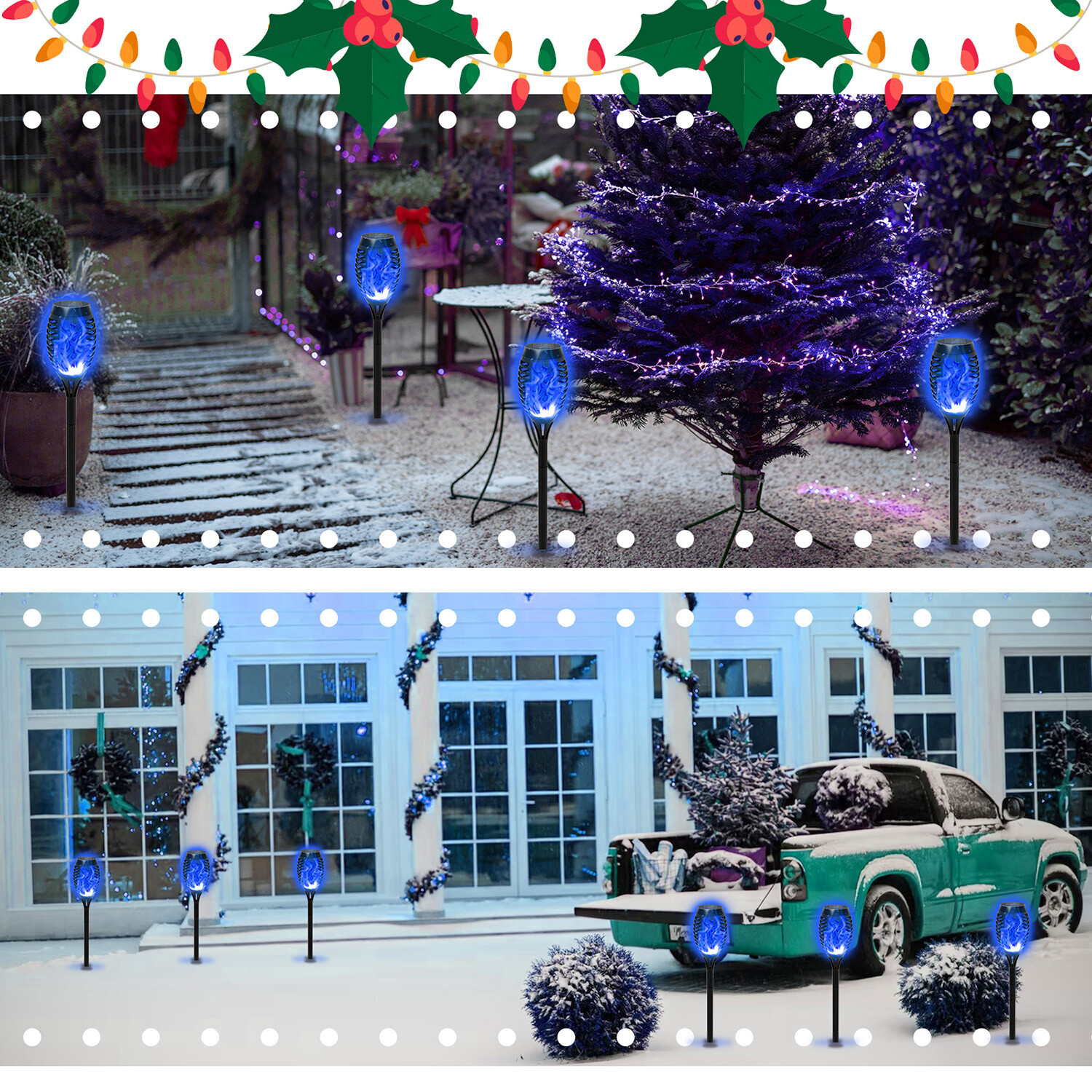 Solar Outdoor Lights Power Torch Light Flickering Flame Garden Waterproof Lamp