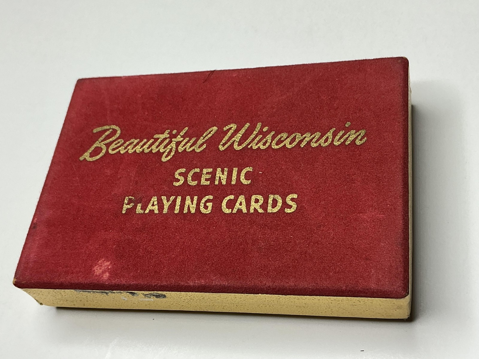 Vintage Beautiful Wisconsin Scenic Souvenir Playing Cards Deck Gold Box