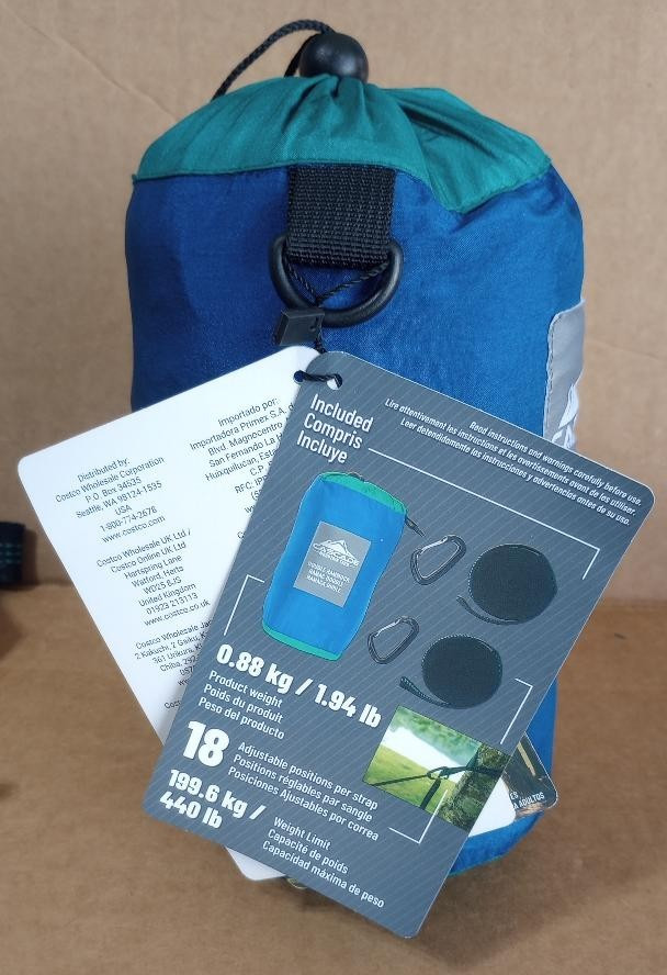 Cascade Mountain Tech 2-Person Travel Double Hammock 440lb Blue & Green FREESHIP