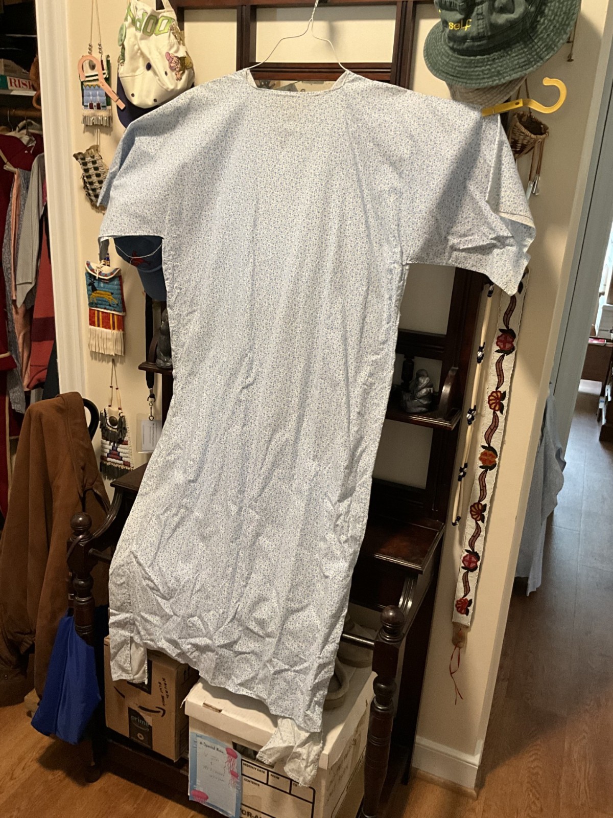 NATIVE AMERICAN PLAINS BLUE CALICO COTTON CAMP  DRESS